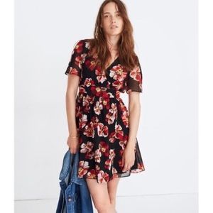 Madewell Black and Red Floral Dress